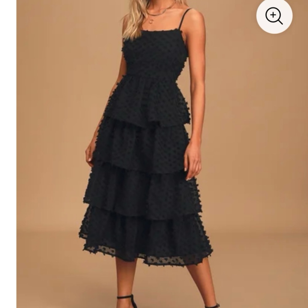 Lulu's Black Ruffled Tiered Midi Dress